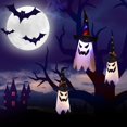 thumbnail image 4 of Halloween Hanging Ghost Witch Hats Led Light Up Ghost Windsocks for Decoration(Colorful Lights 3PACKS), 4 of 6