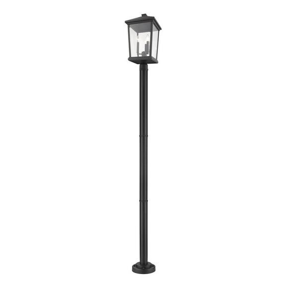 3 Light Outdoor Post Mount Lantern In Transitional Style 12 Inches Wide By 85.5 Inches High Z-Lite 568Phxlr-567P-Bk
