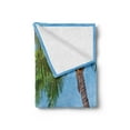 thumbnail image 2 of Landscape Soft Flannel Fleece Throw Blanket, Tropic Botanic Image with Coconut Palms near Ocean Sea Beach Photo, Cozy Plush for Indoor and Outdoor Use, 50" x 60", Sky Blue Cream, by Ambesonne, 2 of 5