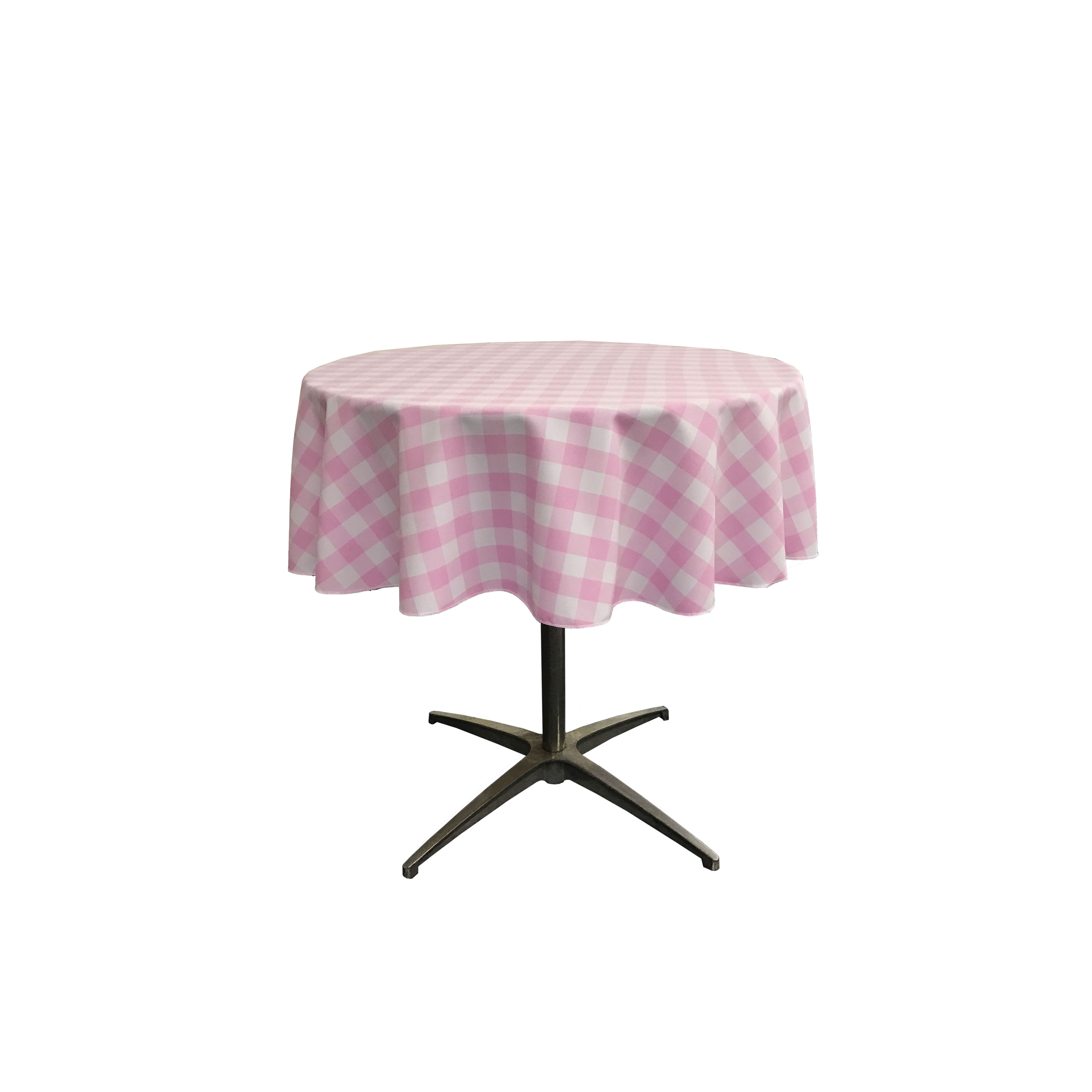 LA Linen Polyester Gingham Checkered 51-Inch Round Tablecloth 