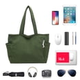 thumbnail image 6 of HUISZJ Corduroy Shoulder Bag, Large Capacity Tote Bag, Versatile Tote Handbag for Travel Commute Work (Green), 6 of 7