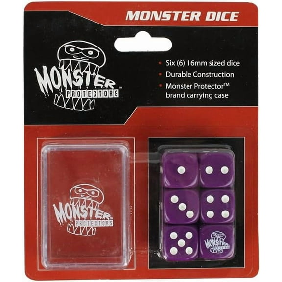 Dice - Monster Protectors Set of 6 D6 Logo Die with Pocket Carrying Case (Purple)