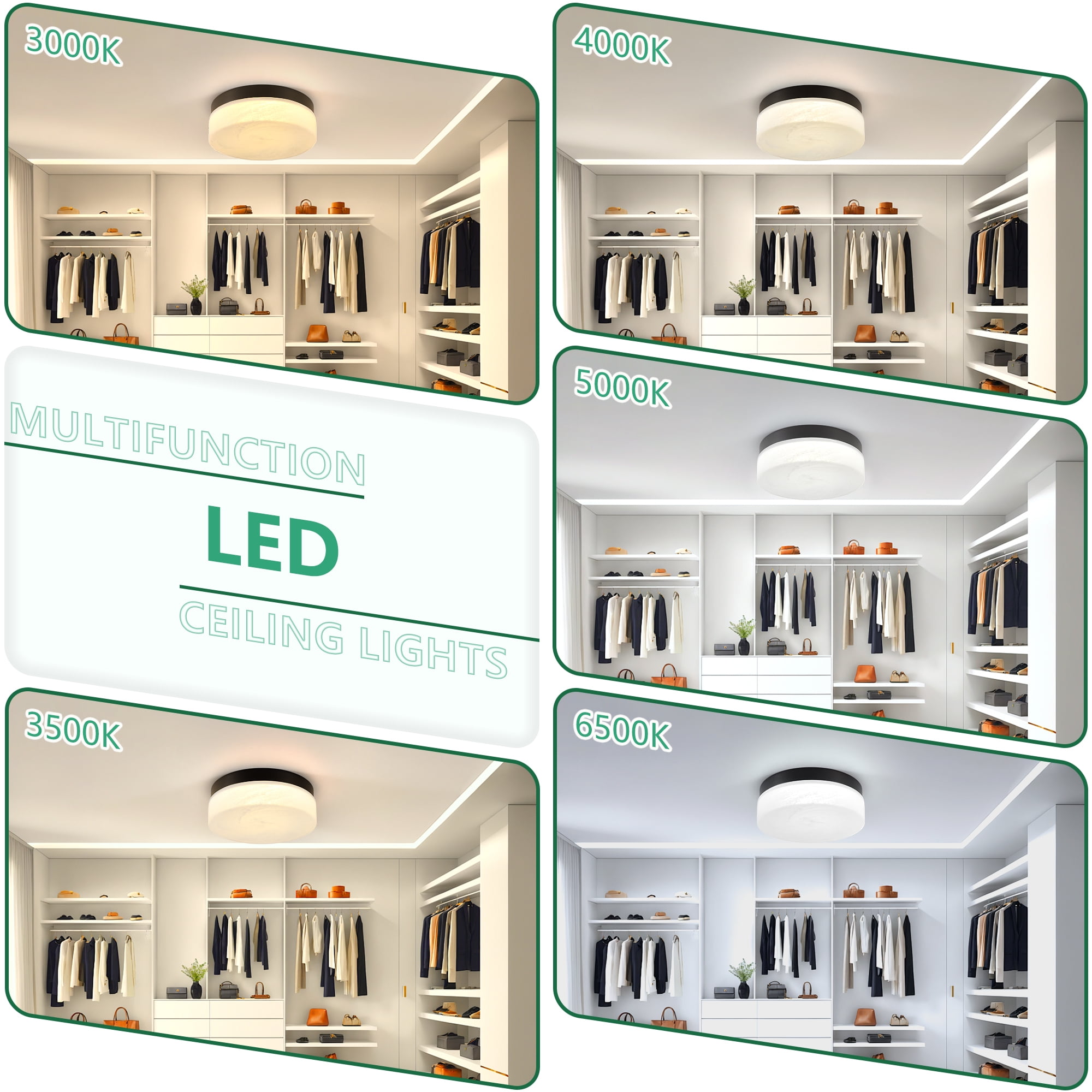 Jopath 12 Inch LED Ceiling Light, Flush Mount Ceiling Light,Round Low Profile Ceiling Lights for Bedroom, Living Room, Dining Room Black