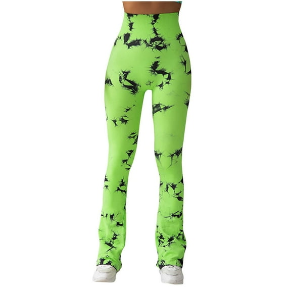 ZHUGeLI Women Seamless Flare Yoga Pants Tie Dye Leggings for Women High Waist Bootcut Leggings Scrunch Butt Workout Leggings