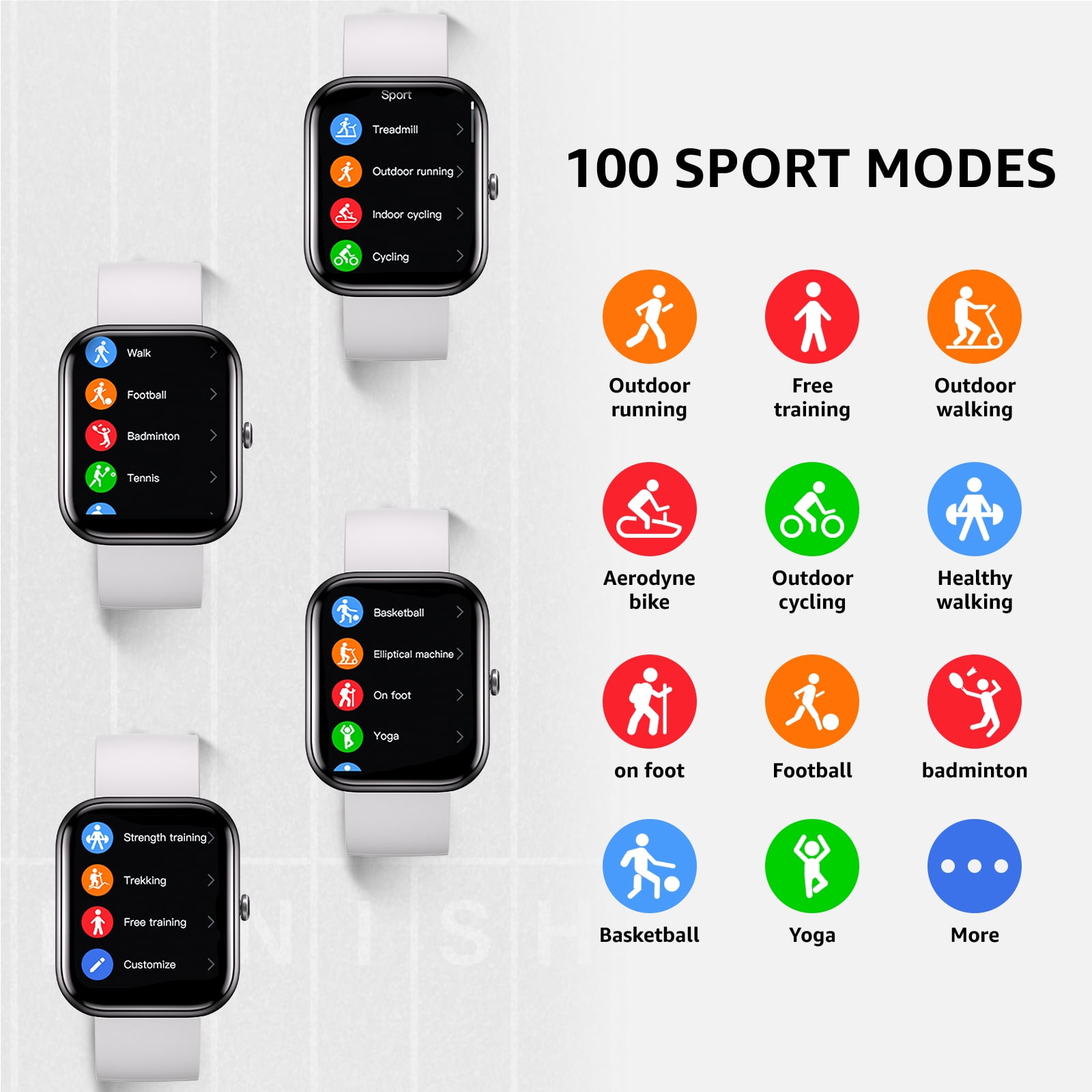RDRKR Adult Smart Watch for Android and iOS, Fitness Tracker, IP67 Waterproof, Smart Watch for Women Men  (Gray)