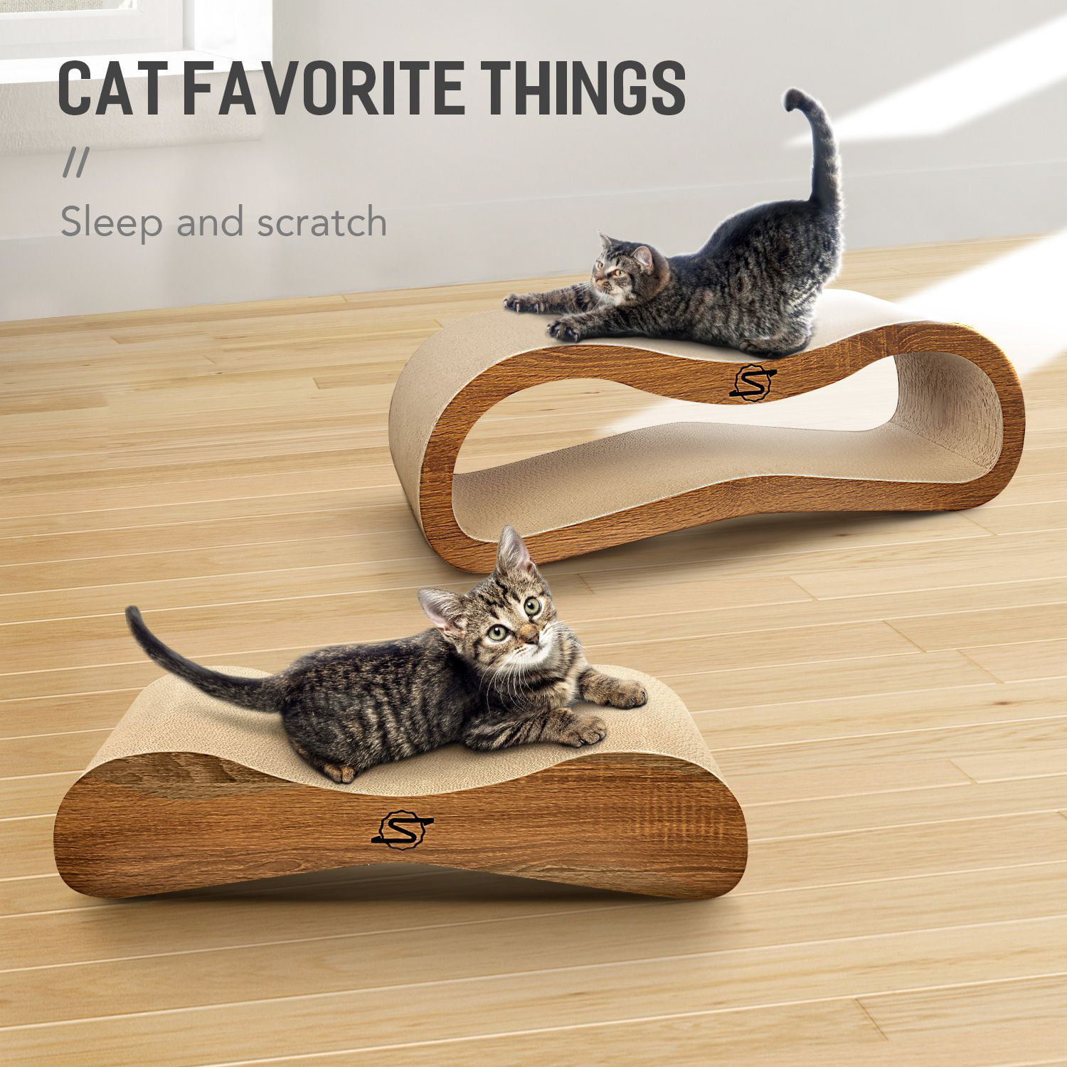 ScratchMe 2 in 1 Cat Scratcher Cardboard Lounge Bed Scratching
