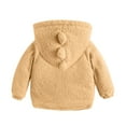 thumbnail image 4 of Povozer Toddler Zip up Hoodie Kids' Soft Sherpa Fleece Sweatshirt for Girls(Khaki,4-5Y), 4 of 4