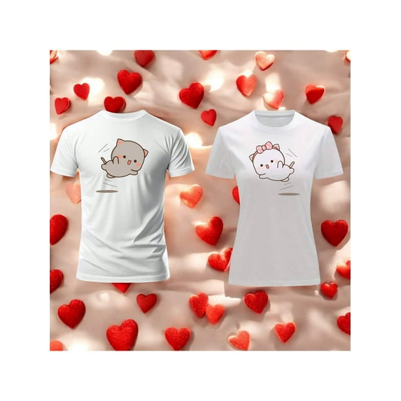 Duo De Playeras De Bubu Y Dudu Brincando Para Un Abrazo Color Blanco Talla Mediana Marca Emil SaEs