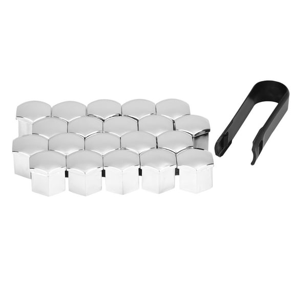 20pcs 19mm Silver Tone Plastic Car Wheel Nut Lug Hub Screw Rim Bolt Covers Dust Protection Cap