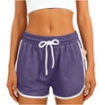thumbnail image 5 of Karight Womens Athletic Shorts Elastic High Waist Drawstring Casual Workout Shorts with White Trim Retro Dolphin Hem Running Shorts, 5 of 6