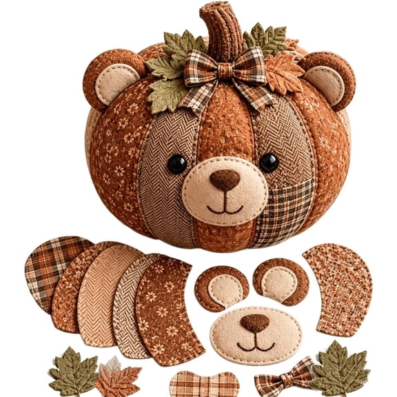 DIY Animal Pumpkin Sewing Kit, Cute Woodland Friends Fabric Craft Set, Pre-Cut Patchwork Sewing Project, Handmade Autumn Harvest Decoration For Home Display