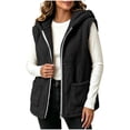 thumbnail image 6 of Winter Jacket Women Baeitkot Sleeveless Hooded Fleece Vest with Pockets for Winter Layering Daily Wear Black L, 6 of 7
