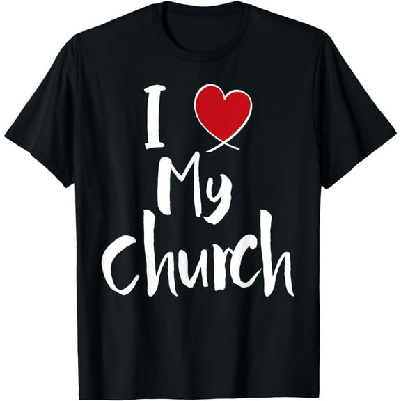 t-shirt I Love My Church - Cute Christian Heart VBS T-Shirt mens t shirt，black，women，funny，misfits，men，journey