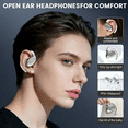 thumbnail image 3 of 2026 Open Ear Wireless Headphones with LED Display, Bluetooth 5.4 Sport Earbuds, 50H Playtime, IP54 Waterproof, Noise Cancelling with Built-in Mic & Voice Control, White, 3 of 6
