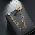 thumbnail image 3 of Rhinestone Crown Long Chain Brooch.Gold Silver Tassel Brooch Pin,Retro Crystal Suit Pins Collar Coat Pin for Men's Accessories Pin Husband Gifts, 3 of 6