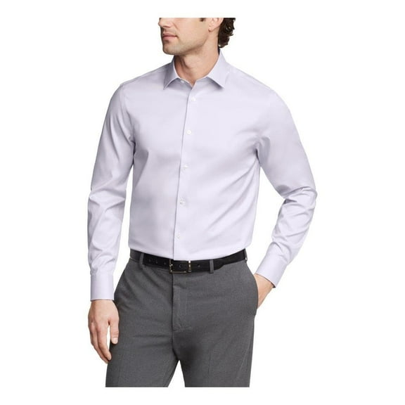 Calvin Klein Men's Dress Shirt Reg Fit Refined Cotton Stretch Lilac-17.5 32/33