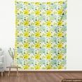 thumbnail image 3 of Yellow and Blue Fabric by the Yard Upholstery, Daisies and Shamrock Flowers with Hand Drawn Style Hearts and Ladybugs, Decorative Fabric for DIY and Home Accents, 10 Yards, Multicolor by Ambesonne, 3 of 4