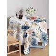 thumbnail image 7 of Navy Blue Spring Floral Table Cloth, Waterproof Tablecloth for Square Tables, Elegant Pastoral Flowers Watercolor Reusable Washable Fabric Table Cover for Restaurant Kitchen Dining Tables 60"x60", 7 of 7