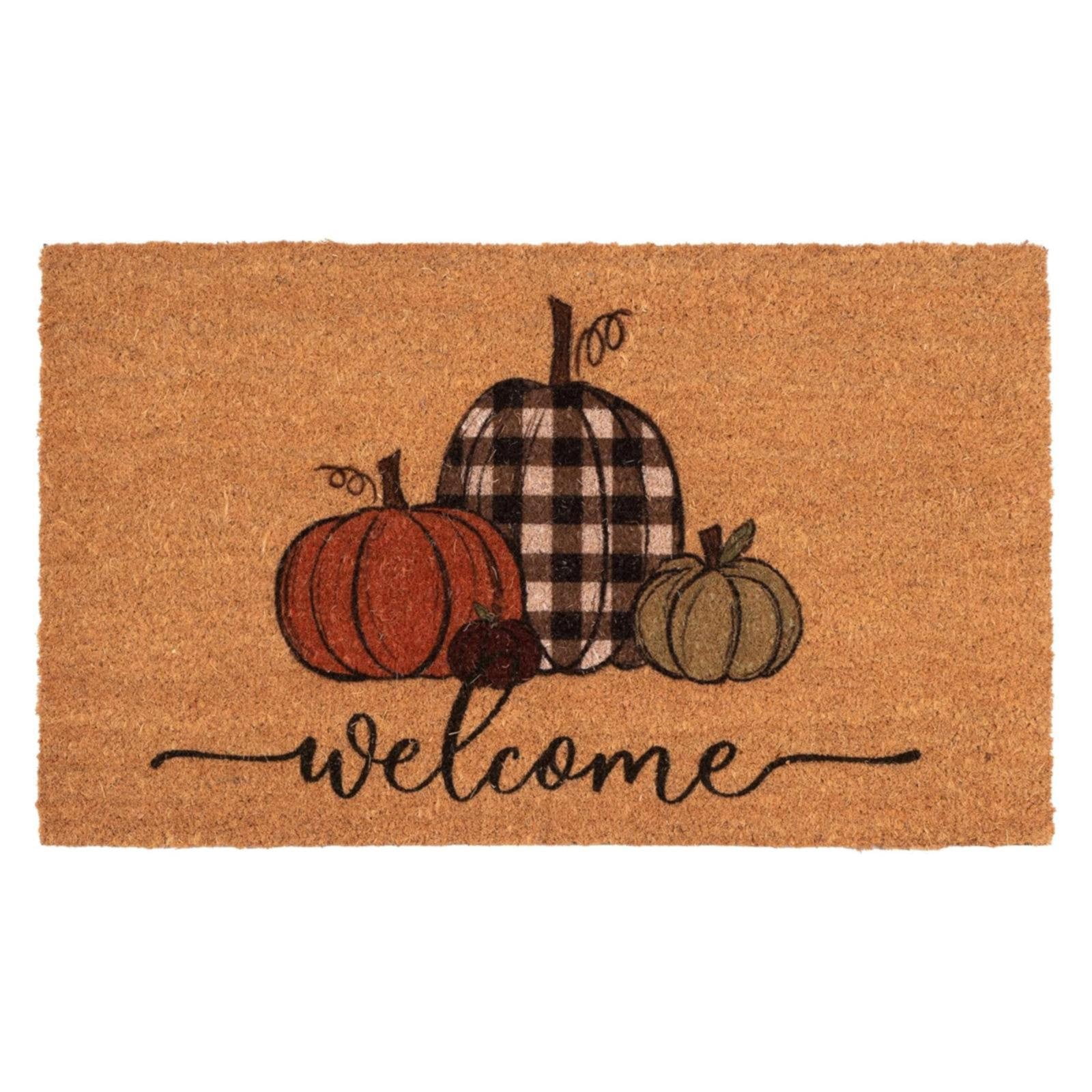 Paillasson Automne Coco & Citrouille - Tapis Porte Anti-dérapant 42x76 Cm - Déco Thanksgiving & Extérieur