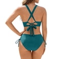 thumbnail image 6 of Maqroz Crochet Tie Side Bikini Set for Women Knitted Texture Two Piece Swimsuit Padded Bra Bathing Suit Boho Beachwear Summer Pool Party Vacation Essential Swimming Costume Swimwear, 6 of 9