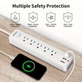 thumbnail image 5 of US Plug Power Strip Electrical Socket 5AC Outlets 3 USB Ports with 3.3FT Extension Cable Multiprise Network Filter Fast Charging, 5 of 5