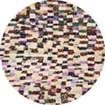 thumbnail image 1 of Ahgly Company Machine Washable Indoor Round Abstract Velvet Maroon Purple Area Rugs, 7' Round, 1 of 7