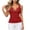 Red, variant on Tank Top for Women Solid Color Ribbed Sleeveless Fashion Square Neck Lace‑Up Cami with Gold Heart Chain Detail Slimming Bodycon Casual Summer Blouse