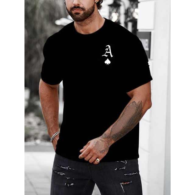 Men's Casual Crew Neck Graphic T-shirt with Stylish Letter Print, Versatile Short Sleeve Tee for Summer Sport And Casual Wear
