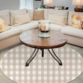 thumbnail image 3 of Round Rug 4ft for Kitchen Living Room Bedroom Dining Room Table Outdoor Entryway Washable Large Carpet Circular Circle Area Rug Beige Gingham Easter Spring, 3 of 4