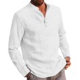 thumbnail image 5 of POINTERTECK Men Solid Round Neck Shirt Loose Long Sleeve Blouse, 5 of 5