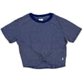 thumbnail image 4 of RVCA Women's Radley Blue Striped Center Front Knot Relaxed Fit Tee T-Shirt (Medium, Blue), 4 of 5