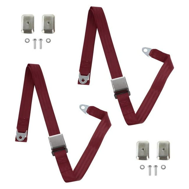 Burgandy Ceinture de Sécurité avec Support pour Avion Type 2 1949-1967 2 Points - 2 Ceintures