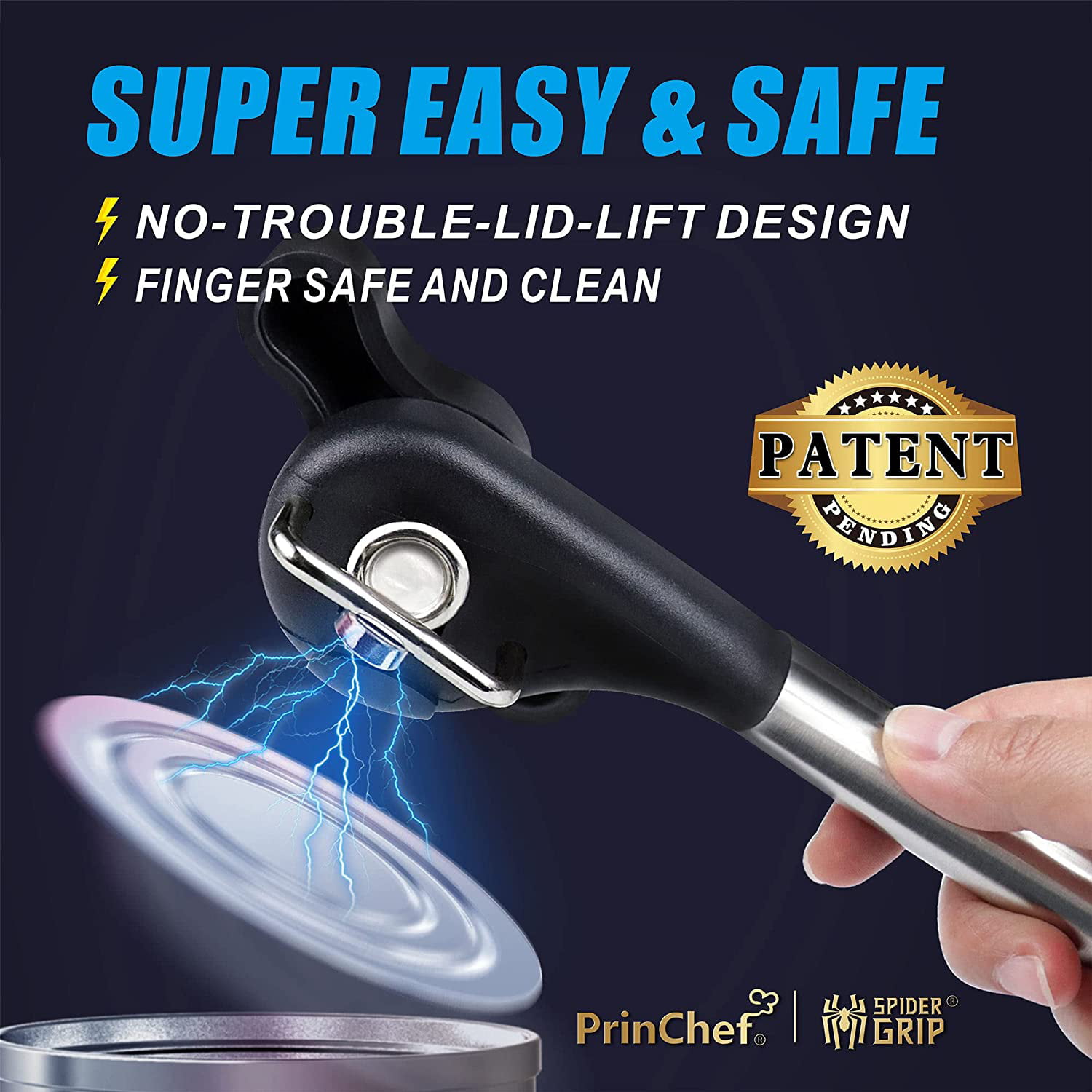 PrinChef Can Opener with Magnet, No Trouble Lid Lift Manual Can