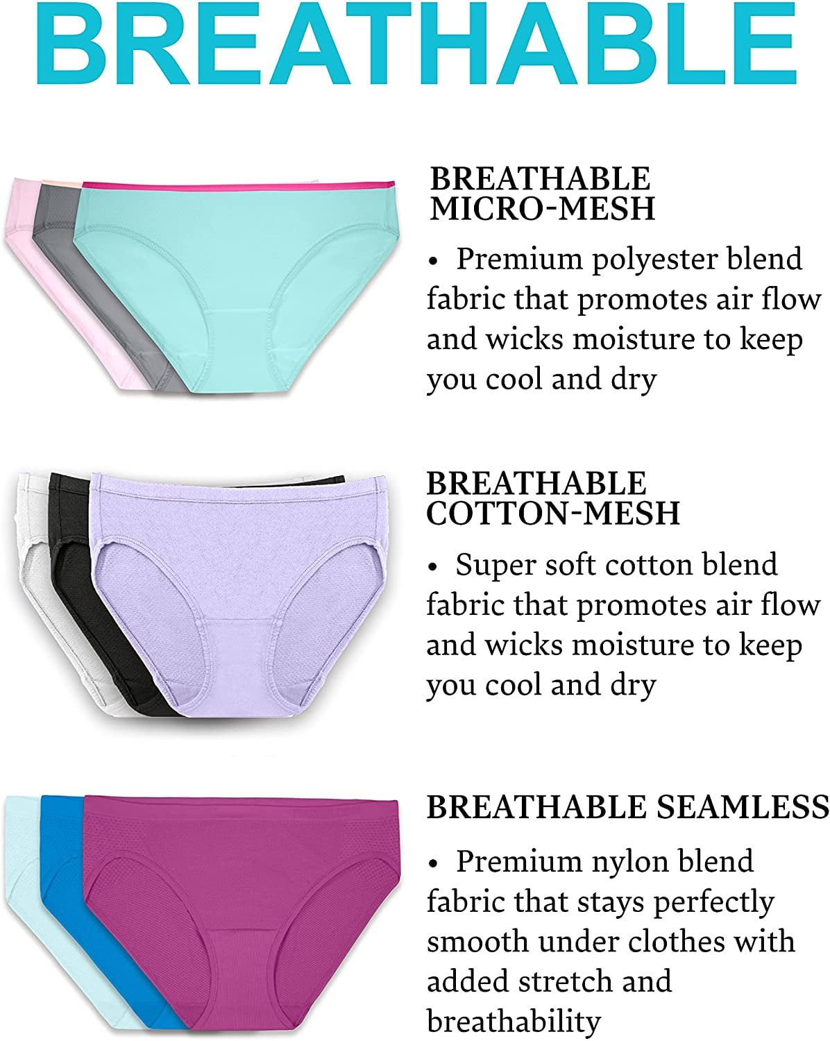 Fruit of the Loom Women's Underwear Panties (Regular & Plus Size), Bikini -  Modal - 6 Pack, 5 : : Clothing & Accessories