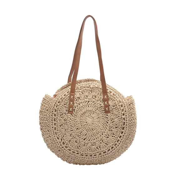 Honeeladyy Clearance under 10$ Women's Fashion Retro Woven Shoulder Bag Floral Handbag Woven Bag Beach Bag
