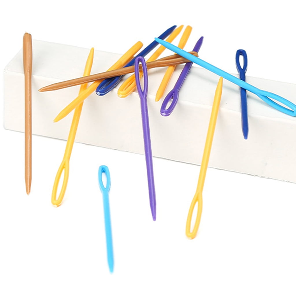 100Pcs Large-Eye Plastic Sewing Needle Colorful Safety Lacing Needle 3 Different Size Yarn Sewing Needle for Hand Sewing