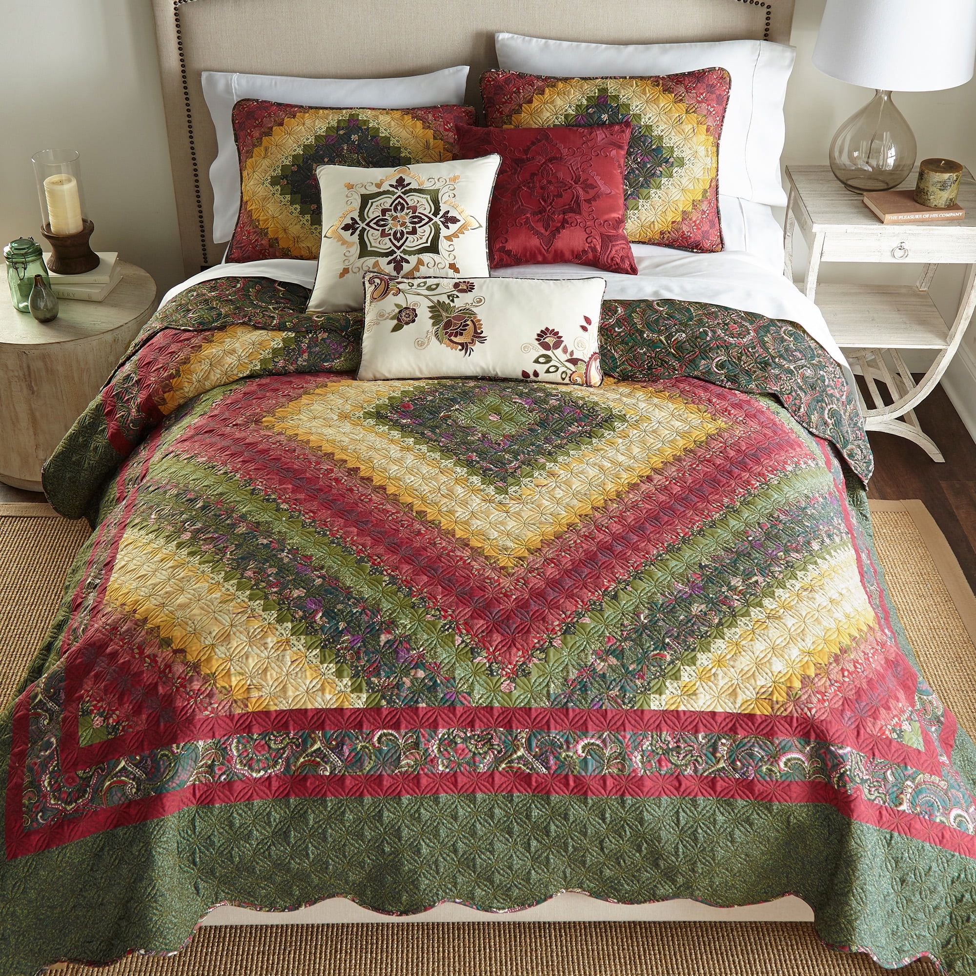 Donna Sharp Spice Postage Stamp UCC Patchwork Queen Quilt