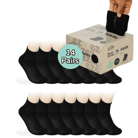 

Pulliez® Thin Cotton Blend Low Cut Ankle Adults Size L Socks 14-Pack Black
