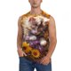 thumbnail image 1 of Balery Cute Cat Sunflower Camisetas sin mangas para hombre, absorbe la humedad y protege contra el mal olor.-Large, 1 of 7