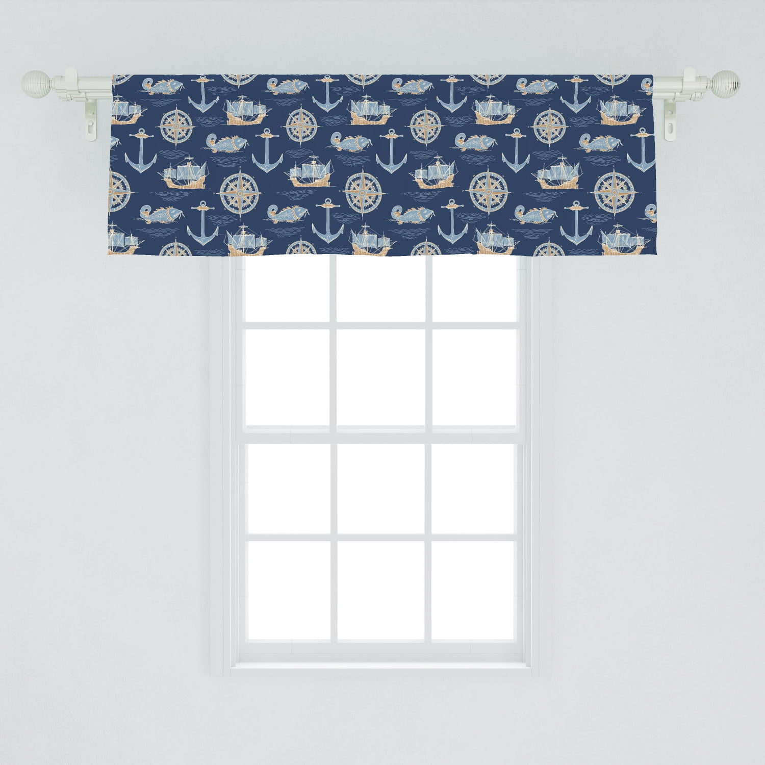 Marine Window Valance, Anchor Giant Catfish Vintage Sailing Yachts
