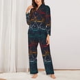 thumbnail image 2 of Daiia Cartoon Sharks for Women's Long-Sleeved Pajama Set – Soft & Comfortable Sleepwear Button-Up Pajamas Cozy Lounge Wear-Small, 2 of 7
