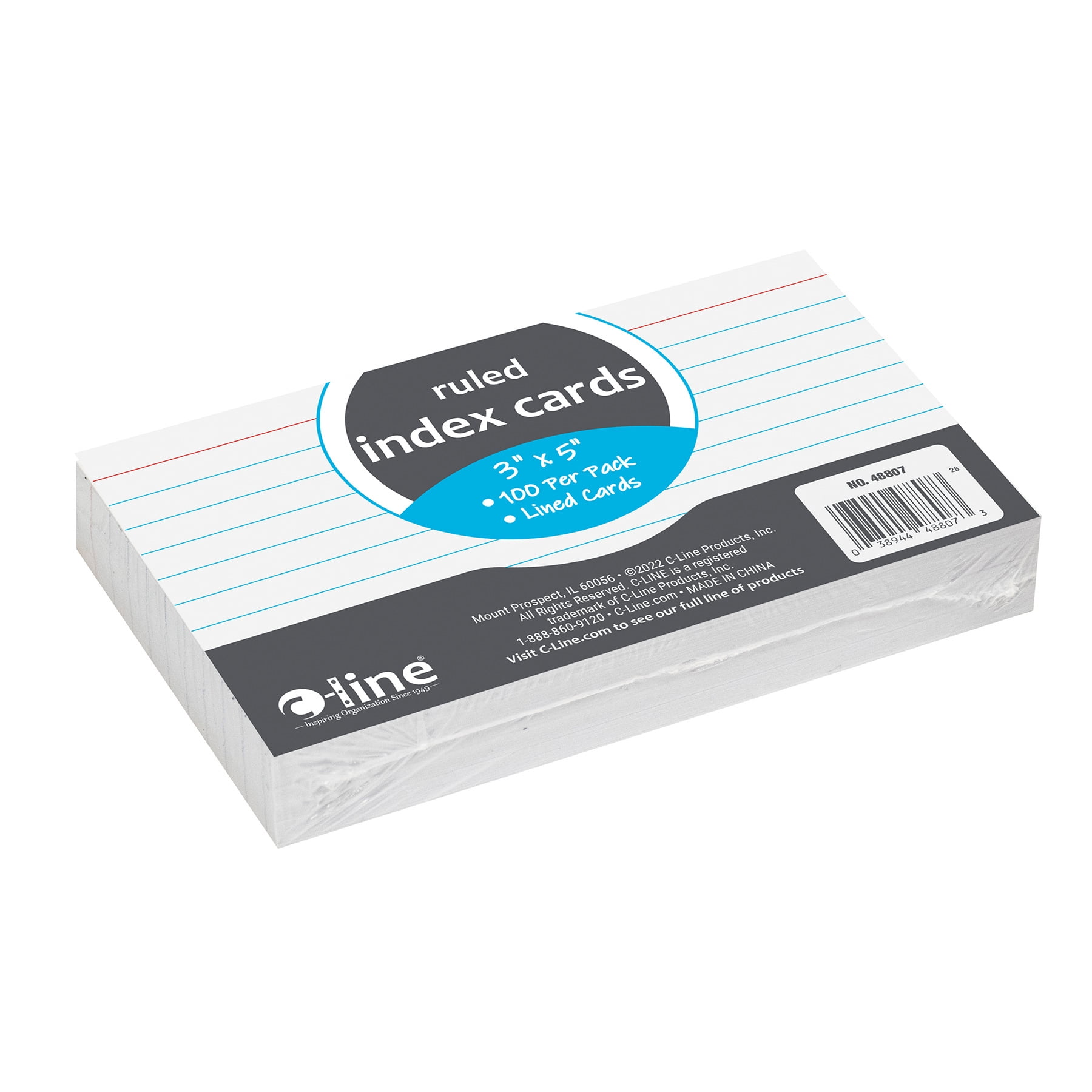 C-Line Index Cards, 3" x 5", White, 100 Per Pack, 12 Packs
