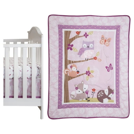 UPC: 0084122233034 | Bedtime Originals Lavender Woods 3-Piece Animals Crib Bedding Set – Pink  Purple