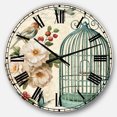 thumbnail image 1 of DesignArt Blue Cottage Bird, Birdcage and Apple Blossoms II Large Wall Clock, 1 of 2