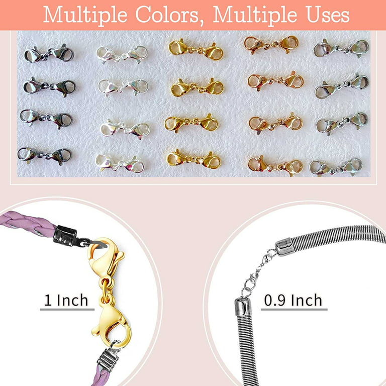 Double Lobster Clasp Extender Necklace Clasp Connector Bracelet Extension,Gold and Silver Lobster Claw Clasp Double Opening Jewelry Clasps for DIY