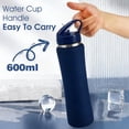thumbnail image 5 of Insulated Water Bottle 20 OZ Stainless Steel Water Bottle with Straw Metal Water Bottle Double Wall Leakproof Keeps Drinks Hot and Cold (Dark Blue), 5 of 7