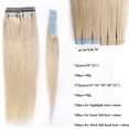 thumbnail image 4 of SEGO 20pcs Human Hair Extensions Tape in Balayage Chocolate Brown Natural Hair Extensions Tape in Real Hair Straight 12-24 inch, 4 of 8