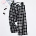 thumbnail image 2 of Women's Casual Fashion Sleep Pants Loungewear Pants Wearable As Outerwear High-Waisted Pants with Plaid Print for Cozy and Fashionable Lounge,Black,One Size, 2 of 3