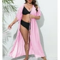 thumbnail image 5 of Lovskoo 2024 Swimsuit Coverup for Women Short Sleeve Bathing Suit Bikini Beach Tassels Loose Hollow Out Cover Up Coat Cardigan Pink Free Size, 5 of 7