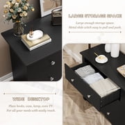 Vineego 47'' Wide Double Dresser, Rustic Modern Chest of 6 Drawers for Bedroom or Nursery Storage, Black